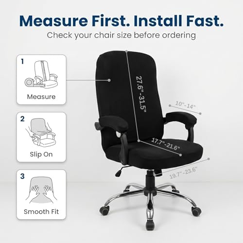 WOMACO Office Chair Covers, Stretch Computer Chair Cover with Armrest Covers, Universal Boss Chair Covers Modern Simplism Style High Back Chair Slipcover (Black, Large) - color: 1-black