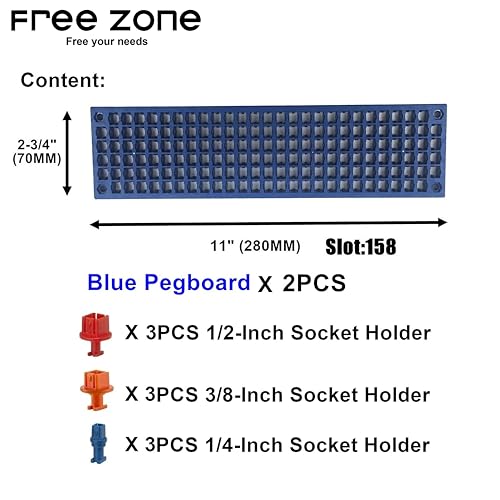 Free Zone Bit Organizer Set (Blue) – 158-Hole Bit Storage – 1/4" Hex Bits & Drive Bits Adapter Storage – Toolbox Storage (Tools Not Included) - color: Blue