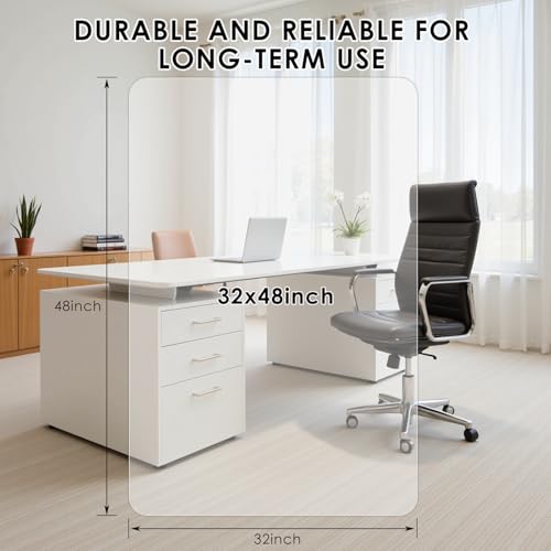 Kuyal 1/5" Thick Office Chair Mat, 32" x48" Heavy Duty Hard Computer Chair Mat, Under Desk Protector Carpeted Floors Mats, Easy Chair Movement, Can be Used on Carpet or Hard Floor, Ship Flat - size: 32" x 48" x 1/5" Rectangle