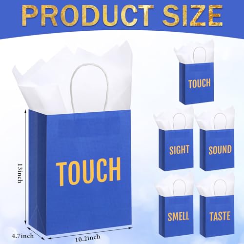 Kolldenn 5 Senses Gift Bags for Him for Her with 10 Pcs Tissue Paper, Paper Bags with Handles Five Senses Gifts for Valentines Christmas Birthday Wedding Anniversary(Blue,10.2 x 4.7 x 13 Inch) - color: Blue, size: 10.2 x 4.7 x 13 Inch