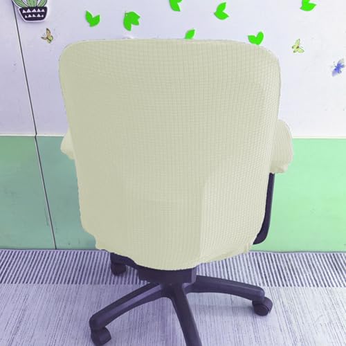 HAPPYDOG 4 Pcs Office Chair Covers Set Stretchable Protective Rotating Computer Chair Seat Covers with Armrest Covers (Beige) - color: Beige