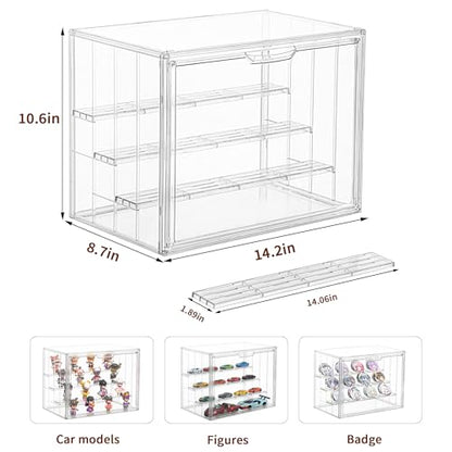 3 Pack Display Case for Collectibles 4 Layer Updated Adjustable Acrylic Display Case with Magnetic Door Clear Stackable Display Box Hobby Display Cases for Figures, Countertop - size: XLarge 3 Pack