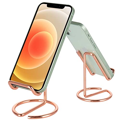 ROPOSY Cell Phone Stand for Desk, Cute Metal Rose Gold Cell Phone Stand Holder Desk Accessories, Compatible with All Mobile Phones, iPhone, iPad - color: rose gold, size: 1 pack