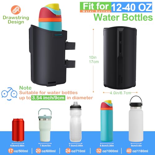 12-40oz Silicone Bike Water Bottle Holder with Removable Non-Slip Straps, Multi-Holes Installing Bike Cup Holder Water Bottle Holder for Mountain Bike, eBike, Scooter - Black - color: Silicone, Black