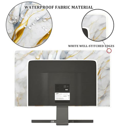 Golden and Gray Marble TV Covers 32 Inch Artistical Panel Case Television Screen Covers Sleeve Compatible with PC Desktop and LED LCD OLED TVs Anti-Static Dustproof Protective - color: gray and golden, size: 32 Inch