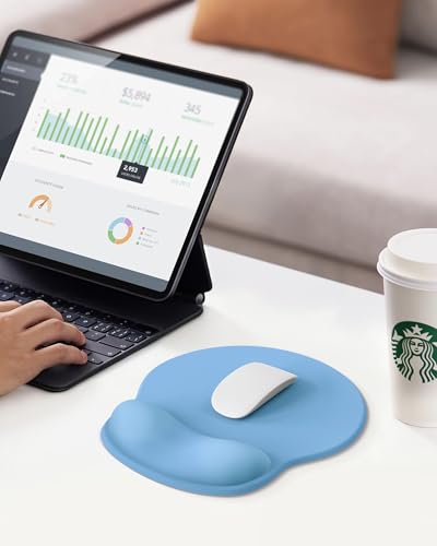 Mouse Pad with Wrist Rest, Ergonomic Mouse Pads for Desk, Office Non-Slip Mousepad with Gel Wrist Support(Denim Blue, 10.6''L x 9''W) - color: Denim Blue