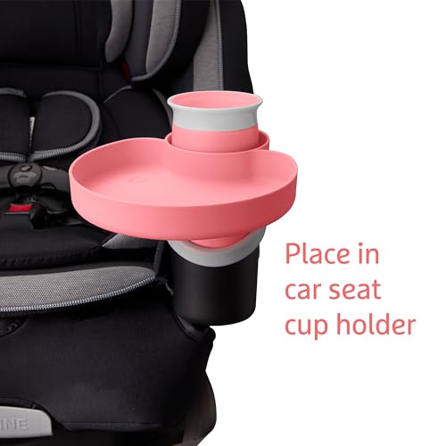 Munchkin Carseat Tray with Miracle 360 Sippy Cup for Toddlers 1-3 - Travel & Road Trip Accessory for Kids, Mess-Free Snacking and Spill Proof Drinking in The Car, Pink - color: Pink