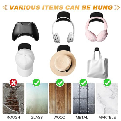 Wonderjune 30 Pcs Headphone Hanger Holder Desk Adhesive Headphone Hook Graduation Wall Hook Mount Strong Universal Acrylic Holder Hooks for General Purpose Game Earphone Controller(Black) - color: Black