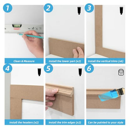 Art3d Premade Board and Batten Paintable Wainscoting Kit, MDF Accent Wall Panel for Kitchen Bedroom Living Room Home Decor Covers 94.5 x 54 in. Molding Trim Slat with Edge Strip - size: 94.5 x 54 Inch
