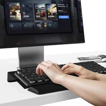 Computer Keyboard Stand and Wrist Rest Set，Keyboard Holder with Wrist Pad, Computer Wrist Support Pad, Keyboard Riser Holder with Wrist Pad for Office Home (Black) - color: Black
