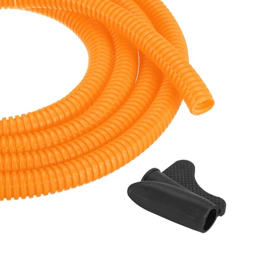 MECCANIXITY 3/8 Inch 10ft Split Wire Loom Tubing, Flexible Cord Protectors with Installation Tool Cable Management Sleeve Conduits Cover for Office Home Electrical Automotive Wires, Orange - color: Orange, size: 3/8 Inch 10ft