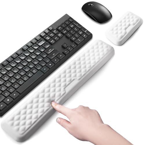 Keyboard Wrist Rest Mouse Wrist Support, Memory Foam Wrist Rest Pad for Computer Laptop, Ergonomic Wrist Cushion Support for Typing Pain Relief, Gaming Home Office, White - color: White