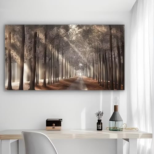 Forest Path in Morning MistVintage Rustic Canvas Wall Art - 12x24in Unframed Poster- Home & Office Decor for Living Room, Bedroom, Kitchen & Cafe - color: Forest Path