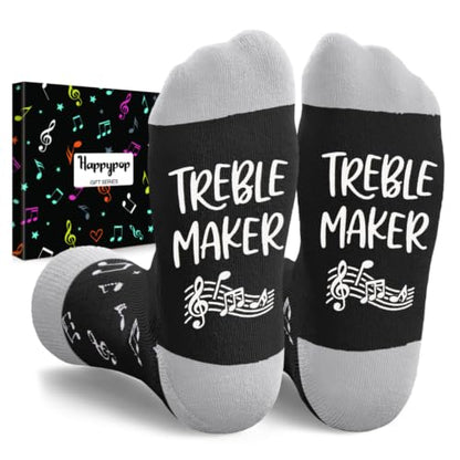 HAPPYPOP Music Gifts for Music Lovers - Guitar Saxophone Violin Socks for Musicians Players - color: Treble Maker Black
