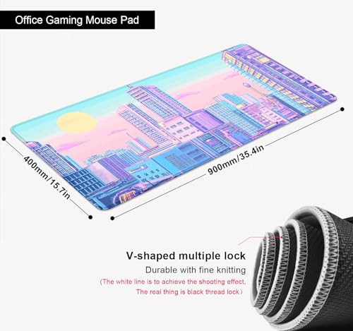 Vaporwave Tokyo City Desk Mat, Kawaii Extended Mouse Pad Gaming for Laptop, XL Anime Aesthetic Scenery Desktop Mat, Large Mousepad, Large Desk Pad for Men Women Office Decor 35.4 x 15.7 in - color: Anime Aesthetic Scenery