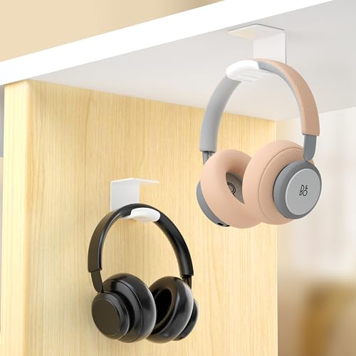 HomeMount Headphone Hook - Adhesive Gaming Headphone Stand Hanger, For Most Headphones - White (2-Pack) - color: White-2P