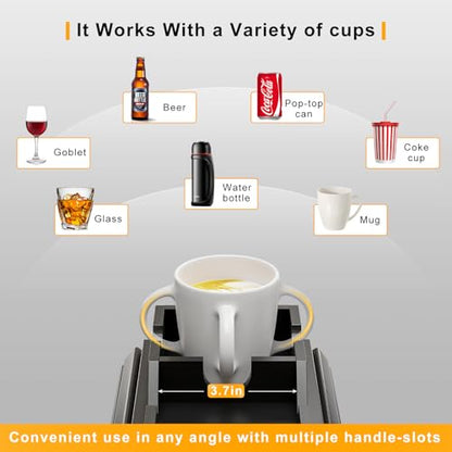 Bestjing Bamboo Couch Armrest Table, Sofa Arm Tray with Detachable Couch Cup Holder- 2 in 1 Anti-Slip Foldable Sofa Armchair Caddy Table for Drinks Cellphone TV Remote Snacks (Black) - color: Black, size: 16.3" x 13.3" x 2"