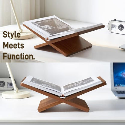 Solid Wooden Book Stand for Desktop Display & Reading –15.7" x 9.4" x 5.7” Extra Large Wood Open Book Holder for Cookbook, Bible, Recipe, Textbook, Magazine (African Sapele) - color: African Sapele