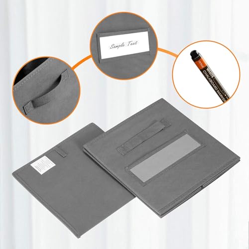 13x13x13 storage cube bins (Set of 10) Fabric storage cubes with 10 Labels Window Cards & a Pen, storage cubes 13x13, Collapsible 13 inch cube storage bins, Cubby Organizer Boxes, Gray - color: Gray, size: 13"