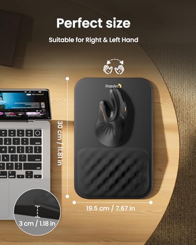 ProtoArc Ergonomic Mouse Pad with Wrist Rest, MP50 Mousepad with Massage Design, Soft Memory Foam and Non-Slip PU Base for Pain Relief, Desk, Home, Office, 12x8 Inches, Black (Mouse Not Included) - color: Black Lycra
