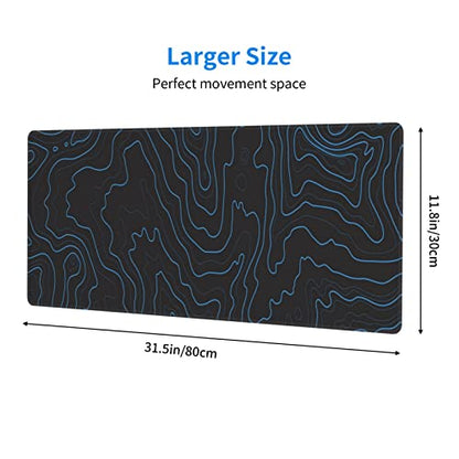 Topographic Contour Gaming Mouse Pad XL, Large Non Slip Rubber Mousepad, Stitched Edges Desk Pad, Long Extended Mice Pad,31.5'' X 11.8'' - color: Topographic Contour2