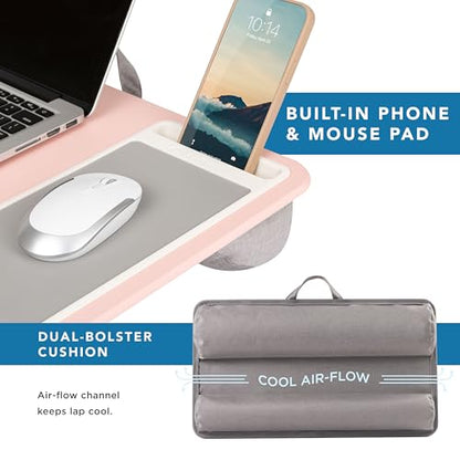 LAPGEAR Home Office Lap Desk with Device Ledge, Mouse Pad, and Phone Holder - Pink - Fits up to 15.6 Inch Laptops - Style No. 91584 - color: Blush Pink, size: Home Office W/Device Ledge