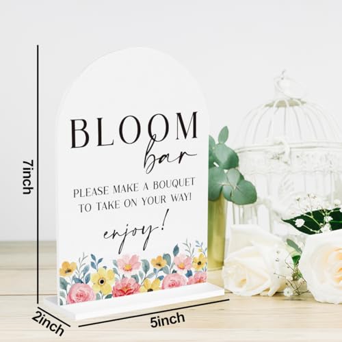 Bloom Bar Sign, Bridal Shower Decor Wedding Bouquet Flowers Wedding Accessories for Reception Desk Table Acrylic Decor - color: Bloom Bar