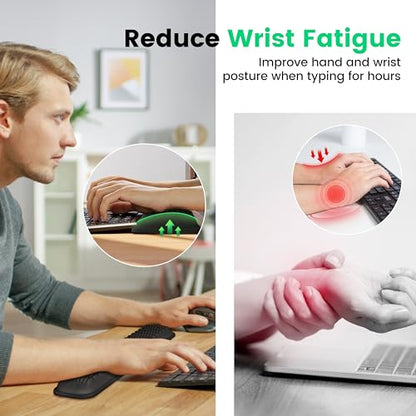 MEKASS Ergonomic Wrist Rest for Keyboard and Mouse, Soft Memory Foam Keyboard Wrist Rest Set with Non-Slip Silicone Base, Easy Typing, Pain Relief, Comfort for Office, Work, Gaming (Light Gray) - style: Light Gray