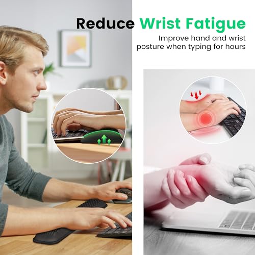 MEKASS Ergonomic Wrist Rest for Keyboard and Mouse, Soft Memory Foam Keyboard Wrist Rest Set with Non-Slip Silicone Base, Easy Typing, Pain Relief, Comfort for Office, Work, Gaming (Light Gray) - style: Light Gray