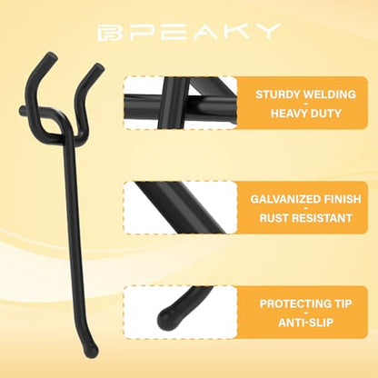 50PC 4" Pegboard Hooks for 1/4" Peg Board | Heavy Duty Black Metal Pegboard Hooks for Tools & Supplies, 30 lb Capacity Organizer Accessories for Garage, Store - size: 4 Inch