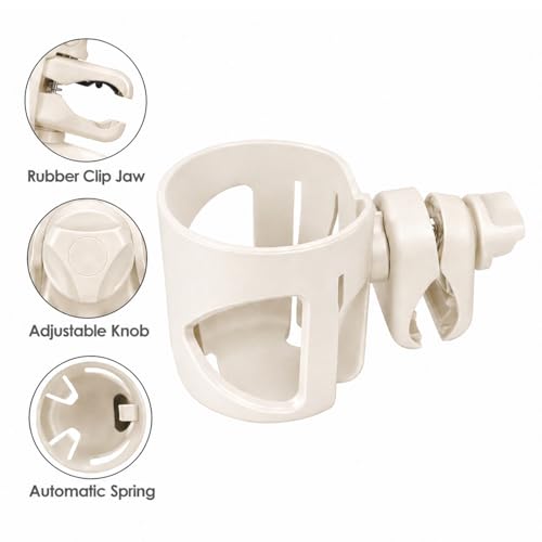 New Stroller Cup Holder for Stanley Quencher H2.0 (30 & 40 Oz. Models), Also Compatible with Stanley IceFlow (20 & 30 Oz. Models) - Almond White - color: Almond White