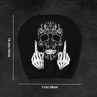 Dujiea 2 Pack Funny Skull Car Headrest Covers, Universal Soft Car Seat Head Rest Cover Protector, Vehicle Accessories Fabric Headrest Cover for Cars Vans Trucks - color: Funny Skull