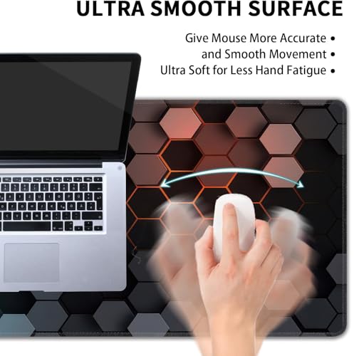 Hexagon Honeycomb Large Mouse Pad,Gaming Keyboard Desk Pad,Extended Mouse Mat Non-Slip Rubber Base with Stitched Edges for Office Game Home XXL 35.4"x15.7" - color: Honeycomb B, size: 35.4L x 15.7W inches