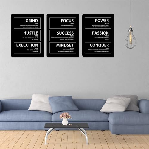 Yetaryy Inspirational Canvas Wall Art Office Decor 3 Pieces Motivational Grind Bedroom Wall Poster Positive Quotes Painting Picture Success Wall Decor for Living Room - 72" W x 36" H - color: Art-24, size: 72"W x 36"H