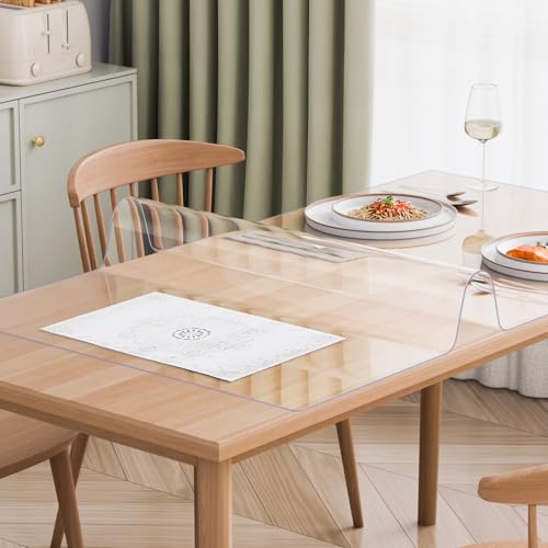 VEVOR Plastic Table Cover, 40 x 60 Inch 1.5 mm Thick Clear PVC Table Protector, Rectangle Desk Mat, Waterproof & Easy Cleaning Tablecloth, for Office, Dresser, Dining Room, Night Stand - size: 60" x 40" (Rectangular)