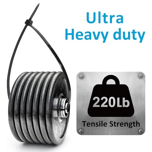 Large Zip Ties 18 inch (250 Pack), Long Zip Ties Heavy Duty with 220 lb Tensile Strength, Big Cable Ties, Black, by ANOSON - size: 18"/250 pk (220 Lb)
