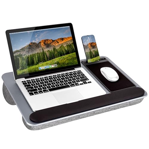LAPGEAR Home Office Pro Lap Desk with Wrist Rest, Mouse Pad, and Phone Holder - Silver Carbon - Fits up to 15.6 Inch Laptops - Style No. 91615 - color: Silver Carbon, size: Home Office Pro W/Wrist Rest