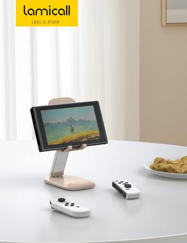Lamicall Khaki Phone Holder for Desk - Cellphone Stand Khaki Desk Accessories Desktop Office Must Have Compatible Gifts for iPhone, Telephone Stand, 4-8'' Smartphone - color: Khaki