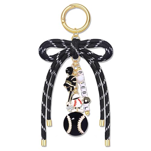 PHALIN Football Baseball Basketball Golf Bag Charms Keychain for Women Men Bow Purse Charm Sport Mom Gifts - style: Baseball-5