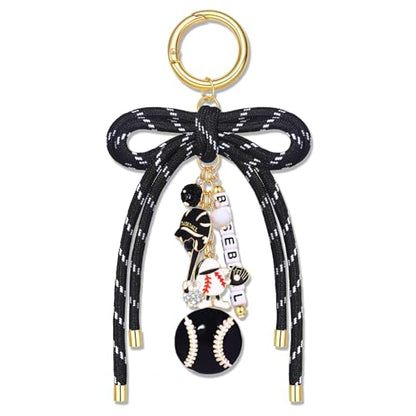 PHALIN Football Baseball Basketball Golf Bag Charms Keychain for Women Men Bow Purse Charm Sport Mom Gifts - style: Baseball-5
