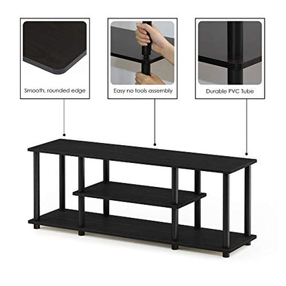 Furinno Turn-N-Tube No Tools 3D 3-Tier Entertainment TV Stand up to 50 inch TV, Round Tubes, Walnut - color: Walnut, size: 50 inch