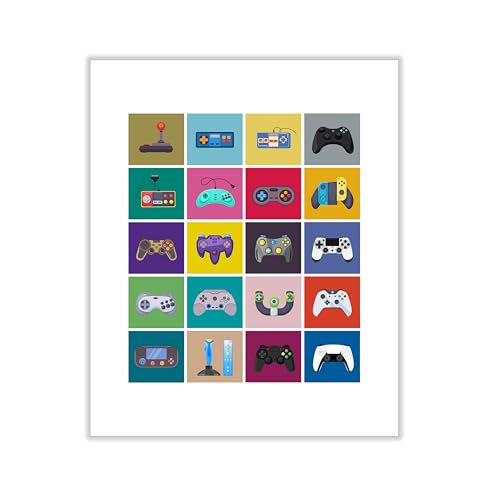 Poster Master Gaming Canvas - Video Game Controller Evolution Print - Geeky Art - Retro Consoles & Controllers Wall Design - Pop Art Game Room or Boy's Bedroom Decor - 12x16 ROLLED Canvas - color: Style-03, size: 12"L x 16"W