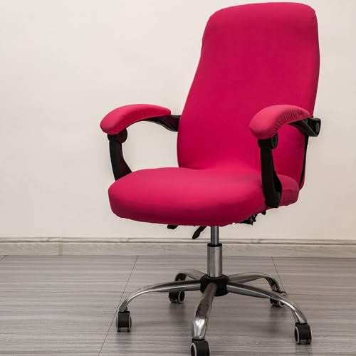Melaluxe Office Chair Cover with Arm Covers - Universal Stretch Desk Chair Cover, Computer Chair Slipcovers (Size: L) - Rose - color: Rose, size: Large with Arm Cover
