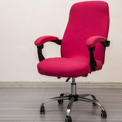 Melaluxe Office Chair Cover with Arm Covers - Universal Stretch Desk Chair Cover, Computer Chair Slipcovers (Size: L) - Rose - color: Rose, size: Large with Arm Cover