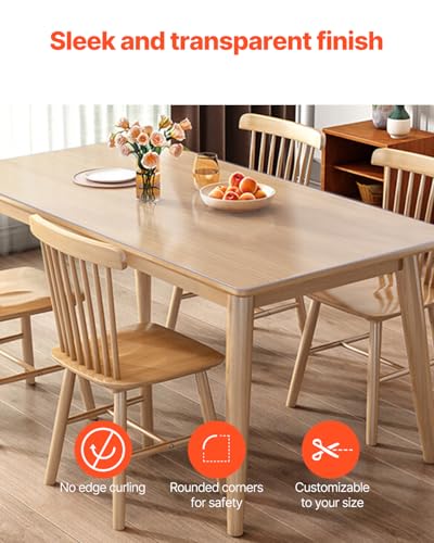 VEVOR Clear Table Cover Protector, 18" x 36" Customizable Plastic Desk Protector, 1.5 mm Thick Clear PVC Cover, Waterproof Desktop Guard for Writing, Coffee, Dining Room Desk - size: 36" x 18" (Rectangular)