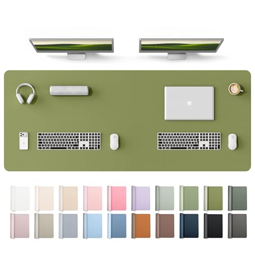 YSAGi Leather Desk Protector, Office Mat, Large Mouse Mat, Non-Slip PU Leather Blotter, Laptop Desk Mat, Waterproof Writing Pad for Office and Home(Green, 63" x 24") - color: Green, size: 63" x 24"