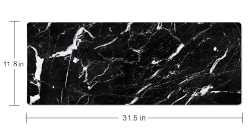 Natural Marble Texture Desk Mat Black and White Large Mouse Pad XL Desk Pad Gaming Mousepad Extended Keyboard Mat 31.5 x 11.8 in Laptop Computer Keyboard Pad Mouse Mat for Office Desk Decor - color: Natural Marble Texture Black and White