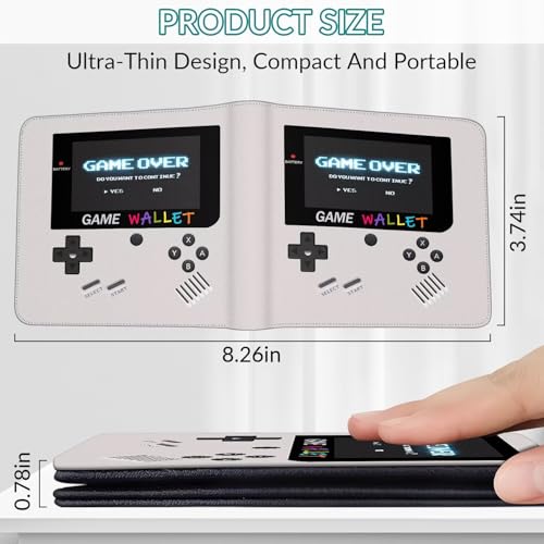 EXXBYELI Boys Wallet Gamepad Leather Wallets Credit Id Card Cash Holder Black Rfid Blocking Zipper Cute Cool Funny Aesthetic Wallets With Coin Pocket Id Window Teen Wallets for Boys Teenager Wallet - color: game-gray