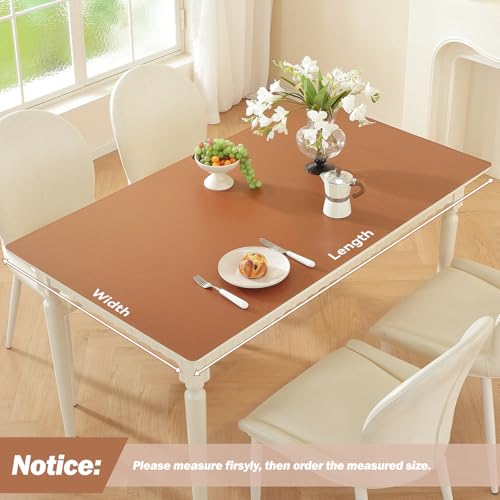 OstepDecor Brown Table Protector 16 x 36 Inch, 1.5mm Thick Plastic Table Cover Protector, PVC Table Top Protector, Waterproof Desk Mat Pad for Desktop, Coffee & Dining Room Table - color: Brown+beige, size: 16" x 36" (Rectangular)
