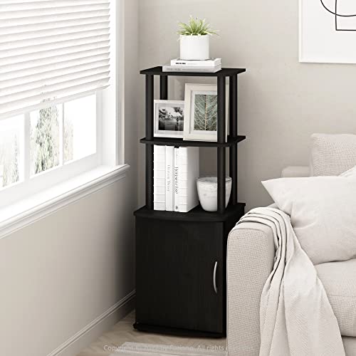 Furinno Turn-N-Tube Tall TV Entertainment Side Table Display Rack with Storage Cabinet, 2-Tier, Blackwood/Black - color: Blackwood/Black, size: 2-Tier Cabinet